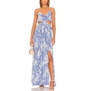 Astr the Label Women Dress Large NWOT Palace‎ Ruffles Cutout Floral Maxi